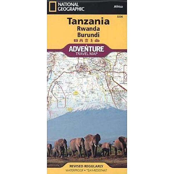 National Geographic Adventure Travel Map Tanzania, Rwanda, Burundi