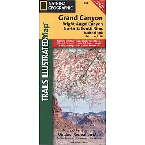 National Geographic Trails Illustrated Map Grand Canyon, Bright Angel Canyon, North & South Rims, National Park Arizona, USA