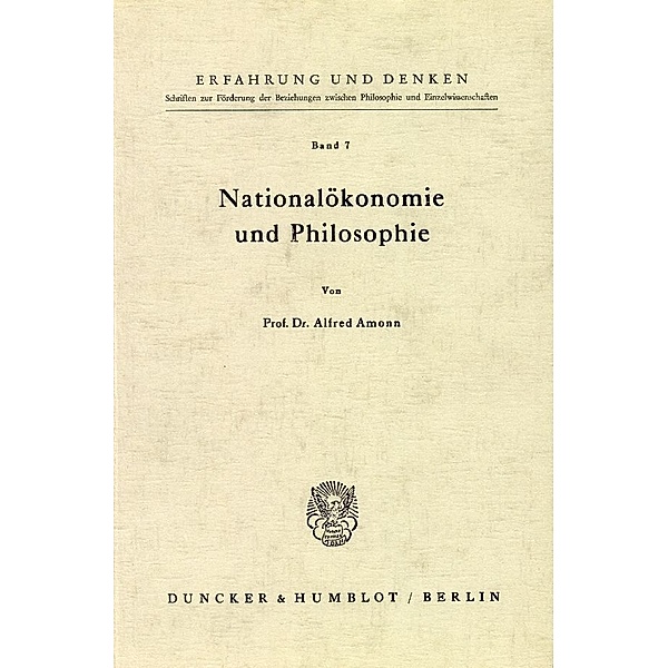 Nationalökonomie und Philosophie., Alfred Amonn