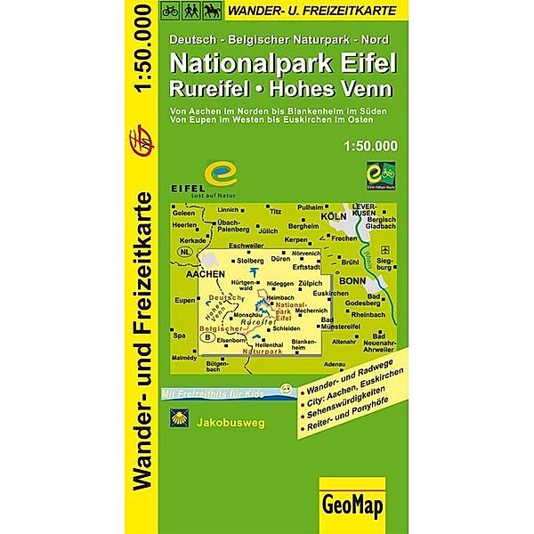 Nationalpark Eifel, Rureifel, Hohes Venn Wander- und Freizeitkarte, GeoMap