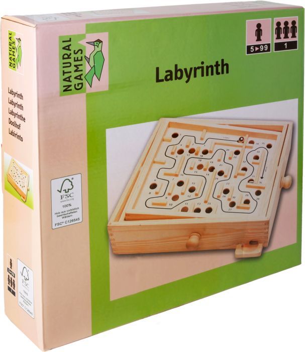 Natural Games Holz Labyrinth 30 x 25,5 cm Spiel Kinderspiel Geschicklichkeit NEU 