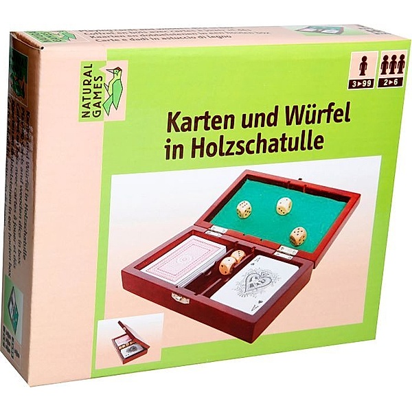 Natural Games Karten und WÃ¼rfel in Holzschatulle