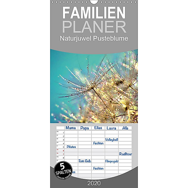 Naturjuwel Pusteblume - Familienplaner hoch (Wandkalender 2020 , 21 cm x 45 cm, hoch), Julia Delgado