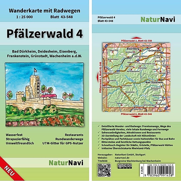 NaturNavi Wanderkarte mit Radwegen 1:25 000 / 43-548 / Pfälzerwald 4