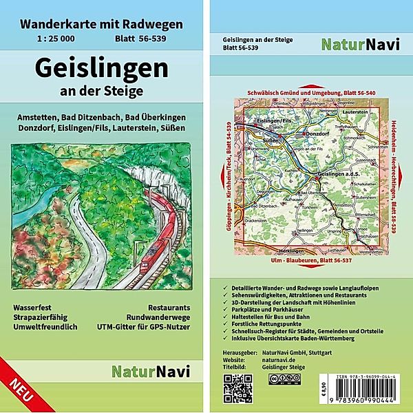 NaturNavi Wanderkarte mit Radwegen 1:25 000 / 56-539 / NaturNavi Wanderkarte mit Radwegen Geislingen an der Steige