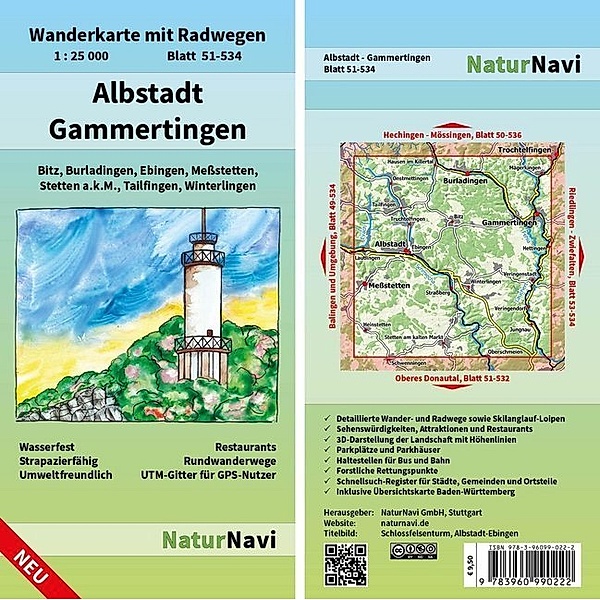 NaturNavi Wanderkarte mit Radwegen  Albstadt - Gammertingen