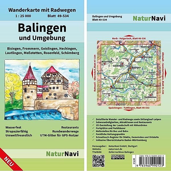 NaturNavi Wanderkarte mit Radwegen Balingen und Umgebung