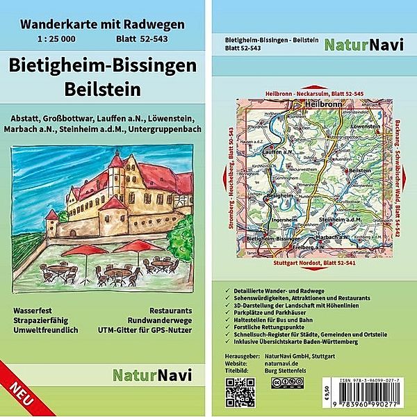 NaturNavi Wanderkarte mit Radwegen Bietigheim-Bissingen - Beilstein