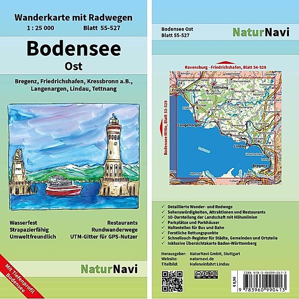 NaturNavi Wanderkarte mit Radwegen Bodensee Ost