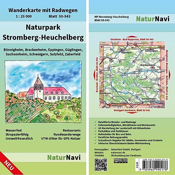 NaturNavi Wanderkarte mit Radwegen Naturpark Stromberg-Heuchelberg