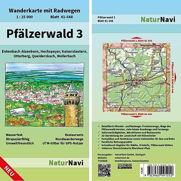 NaturNavi Wanderkarte mit Radwegen Pfälzerwald.Tl.3