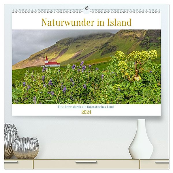 Naturwunder in Island (hochwertiger Premium Wandkalender 2024 DIN A2 quer), Kunstdruck in Hochglanz, Calvendo, Heiko Eschrich