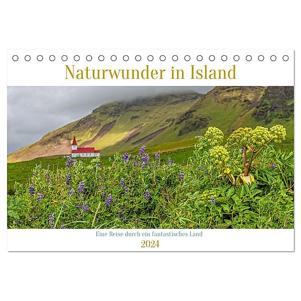 Naturwunder in Island (Tischkalender 2024 DIN A5 quer), CALVENDO Monatskalender, Calvendo, Heiko Eschrich