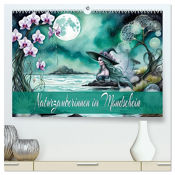 Naturzauberinnen im Mondschein (hochwertiger Premium Wandkalender 2025 DIN A2 quer), Kunstdruck in Hochglanz, Calvendo, Dusanka Djeric