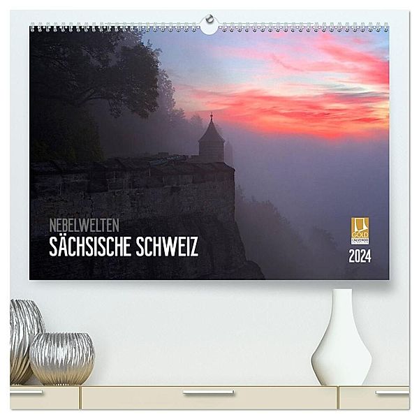 Nebelwelten Sächsische Schweiz (hochwertiger Premium Wandkalender 2024 DIN A2 quer), Kunstdruck in Hochglanz, Dirk Meutzner