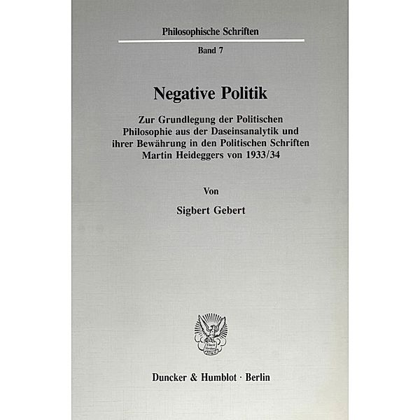 Negative Politik., Sigbert Gebert