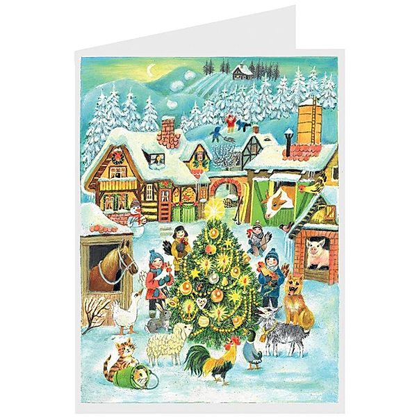 Neger: Postkarten-Adventksk. Weihnachten a. d. Bauernhof, Neger