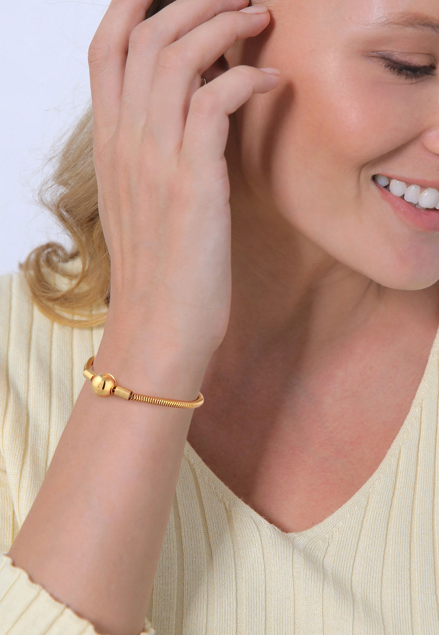 Nenalina Armband Beadarmband Schlangenkette 925 Silber Farbe: Gold, Größe:  18 cm | Weltbild.de