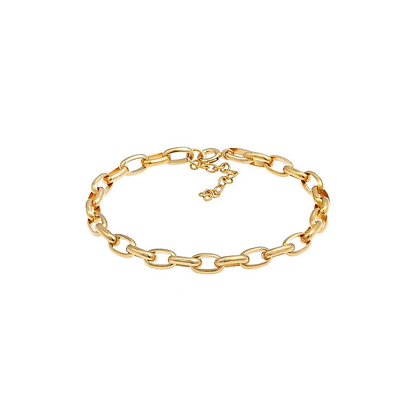 Nenalina Armband Charmträger Gliederarmband Oval Basic 925 Silber (Farbe: Gold, Größe: 16 cm)