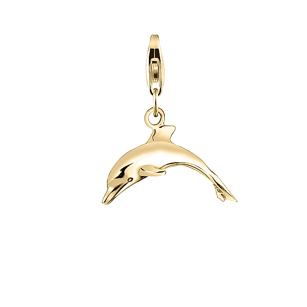 Nenalina Charm Anhänger Delfin Maritim Kettenanhänger 925 Silber (Farbe: Gold)