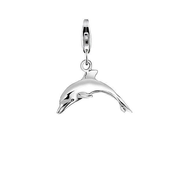 Nenalina Charm Anhänger Delfin Maritim Kettenanhänger 925 Silber (Farbe: Silber)