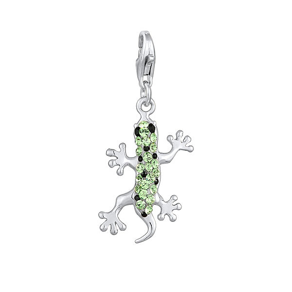 Nenalina Charm Anhänger Gecko Kristalle 925 Silber (Farbe: Silber)