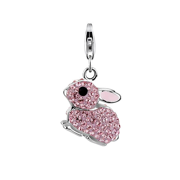 Nenalina Charm Anhänger Hase Kristalle 925 Silber (Farbe: Rosa)