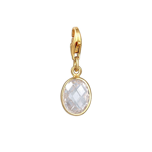 Nenalina Charm anhänger Zirkonia Oval Klassisch 925 Silber (Farbe: Gold)