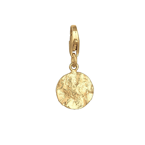 Nenalina Charm Disc Plättchen Rund Gewellt 925 Silber (Farbe: Gold)