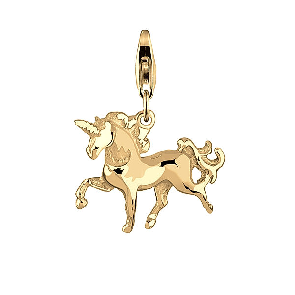 Nenalina Charm Einhorn-Anhänger Unicorn Magic 925 Sterling Silber (Farbe: Gold)