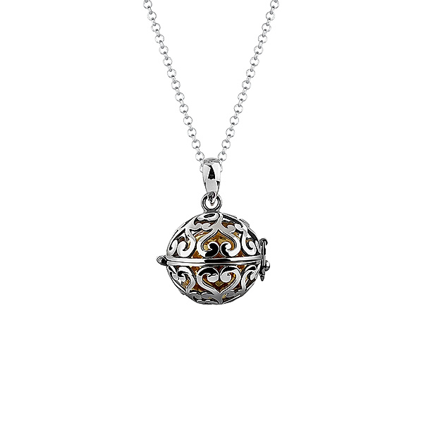 Nenalina Halskette Engelsflüsterer Gross Chime Ball 925 Silber (Farbe: Silber, Größe: 80 cm)