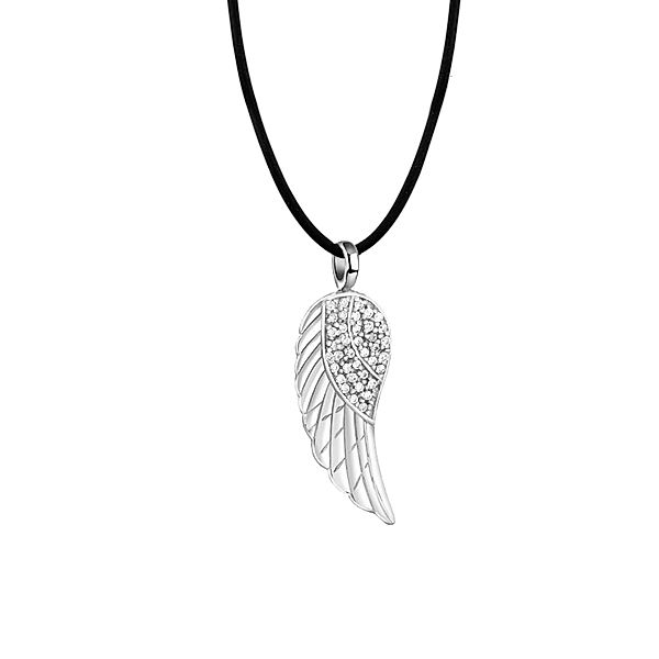 Nenalina Halskette Flügel Anhänger Kristalle 925 Silber (Farbe: Silber, Größe: 42 cm)