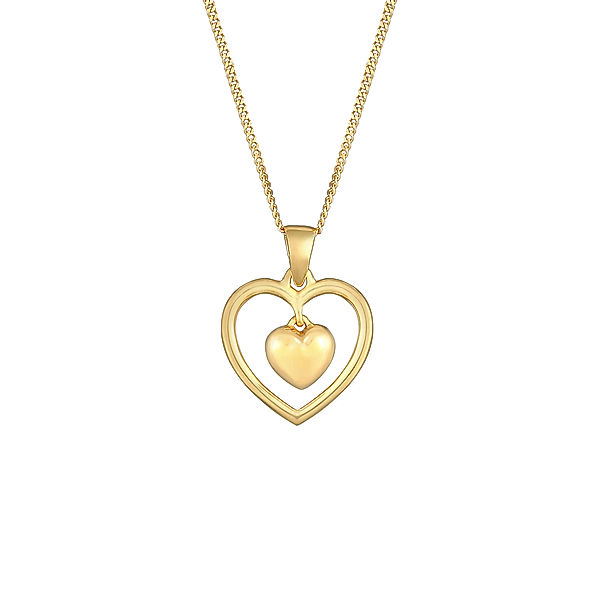 Nenalina Halskette Herz Liebe Love 925 Silber (Farbe: Gold, Größe: 45 cm)