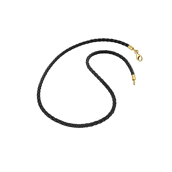 Nenalina Halskette Lederhalsband Basic Kette Kombinierbar 925 Silber (Farbe: Gold, Größe: 45 cm)
