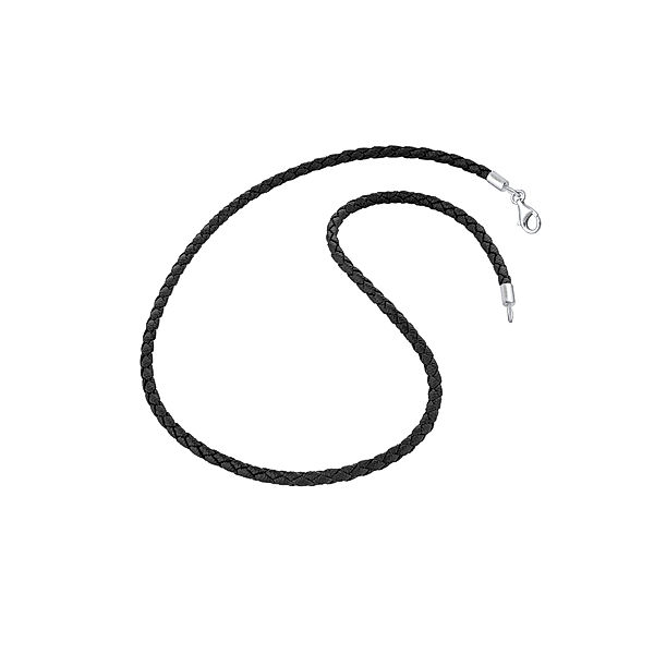 Nenalina Halskette Lederhalsband Basic Kette Kombinierbar 925 Silber (Farbe: Silber, Größe: 45 cm)