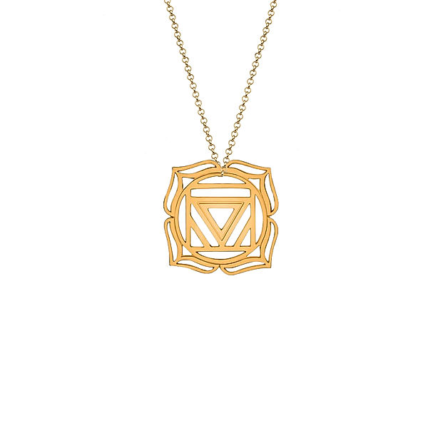 Nenalina Halskette Muladhara Chakra Symbol Anhänger Spirit 925 Silber (Farbe: Gold, Größe: 80 cm)