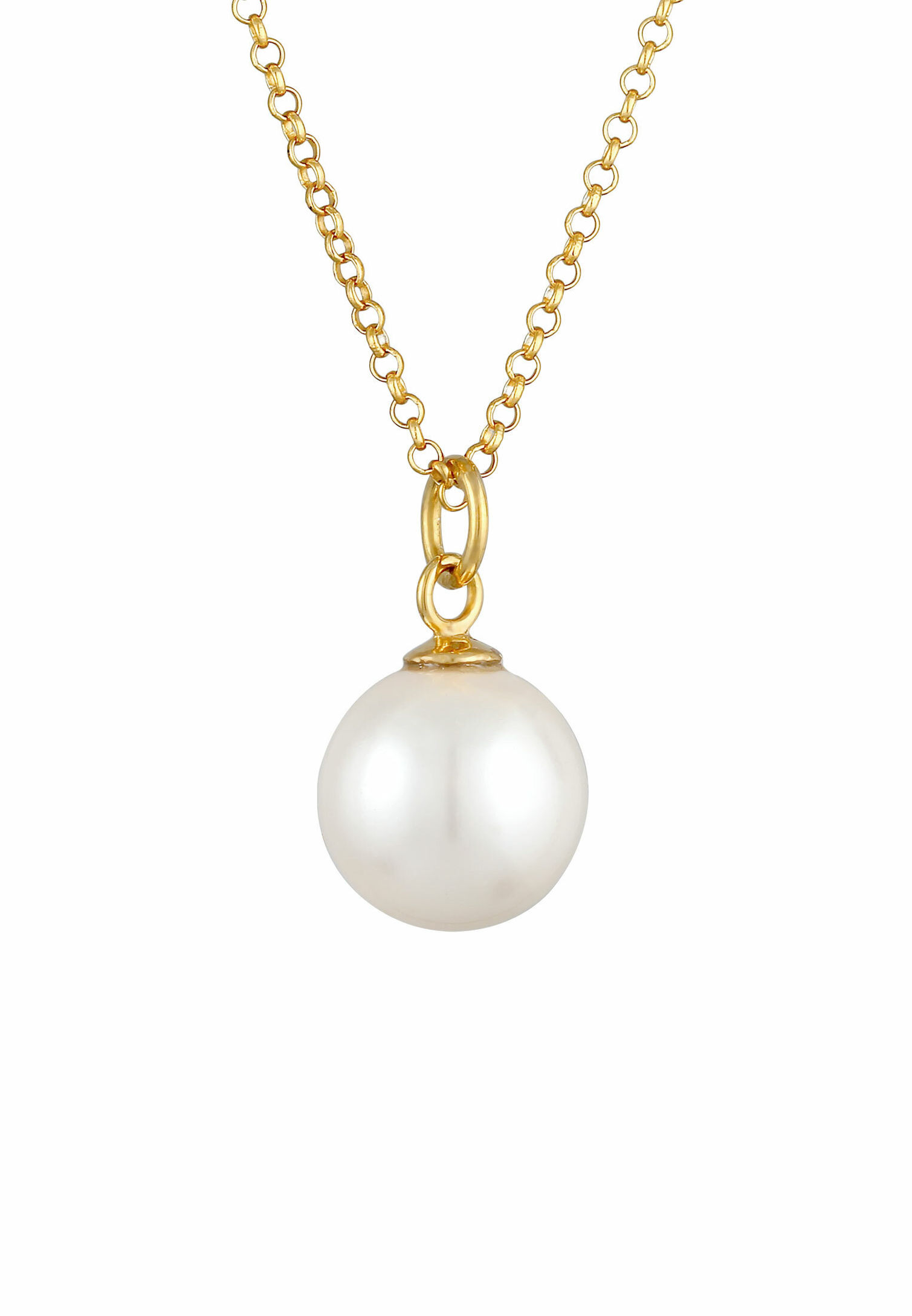 Nenalina Halskette Perlen Anhänger Rund Klassik 925 Silber Farbe: Gold,  Größe: 45 cm | Weltbild.de