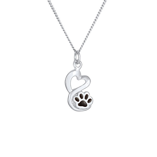 Nenalina Halskette Pfote Hund Katze Anhänger Emaille 925 Silber (Farbe: Silber, Größe: 45 cm)