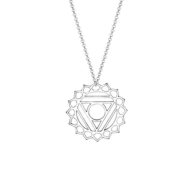 Nenalina Halskette Vishuddha Chakra Symbol Anhänger Spirit 925 Silber (Farbe: Silber, Größe: 80 cm)