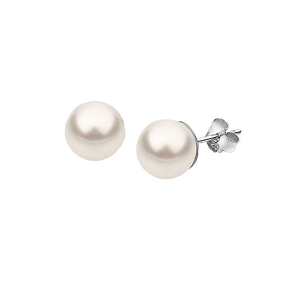 Nenalina Ohrringe Basic Synthetische Perle 925 Silber (Farbe: Weiß)