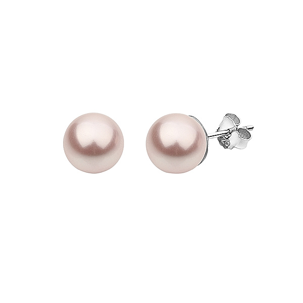 Nenalina Ohrringe Basic Synthetische Perle 925 Silber (Farbe: Rosa)
