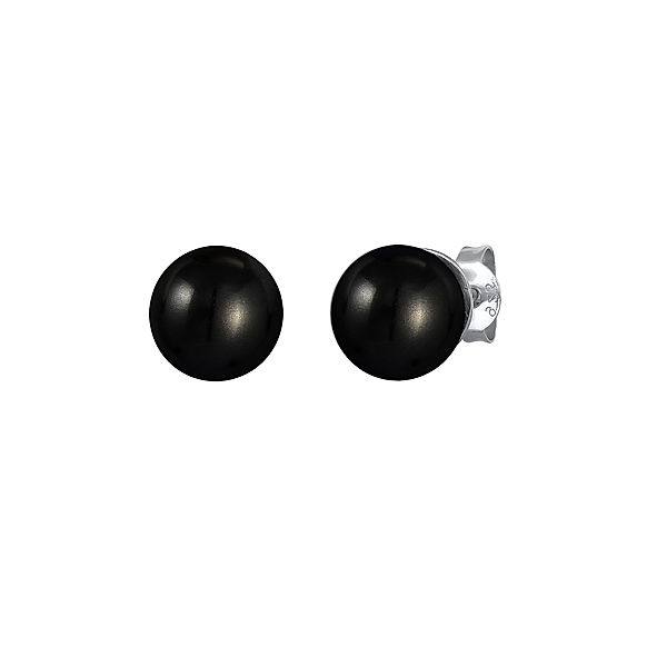 Nenalina Ohrringe Basic Synthetische Perle 925 Silber (Farbe: Schwarz)