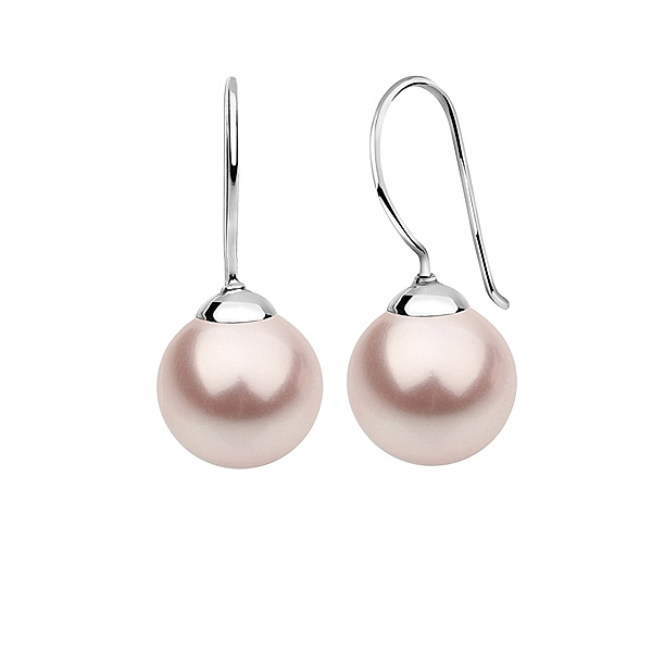 Nenalina Ohrringe Hänger Basic Synthetische Perle 925 Silber (Farbe: Rosa)