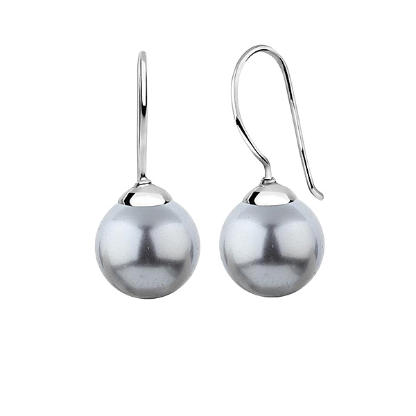 Nenalina Ohrringe Hänger Basic Synthetische Perle 925 Silber (Farbe: Silber)