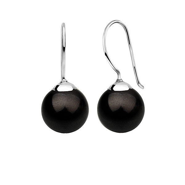 Nenalina Ohrringe Ohrhänger Synthetische Perle 925er Silber (Farbe: Schwarz)