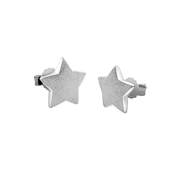 Nenalina Ohrringe Stecker Stern Astro Look 925 Sterling Silber (Farbe: Grau)