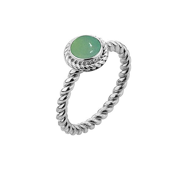 Nenalina Ring Achat Geburtsstein Mai Boho Basic Trend 925 Silber (Farbe: Grün, Größe: 56 mm)