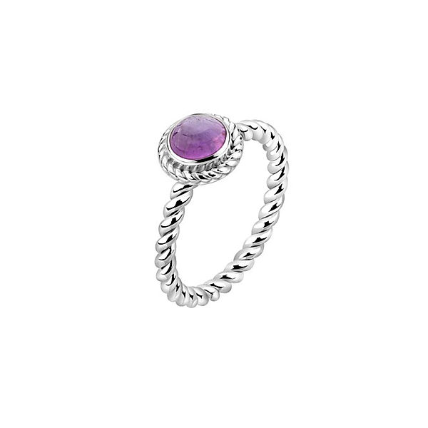 Nenalina Ring Amethyst Geburtsstein Februar Boho 925er Silber (Farbe: Violett, Größe: 54 mm)