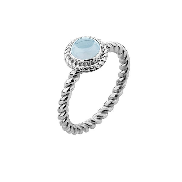 Nenalina Ring Aquamarine Geburtsstein März Boho 925 Silber (Farbe: Hellblau, Größe: 54 mm)