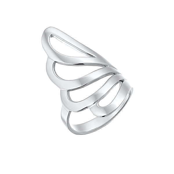 Nenalina Ring Basic Welle Geo Modern 925 Sterling Silber (Farbe: Silber, Größe: 54 mm)